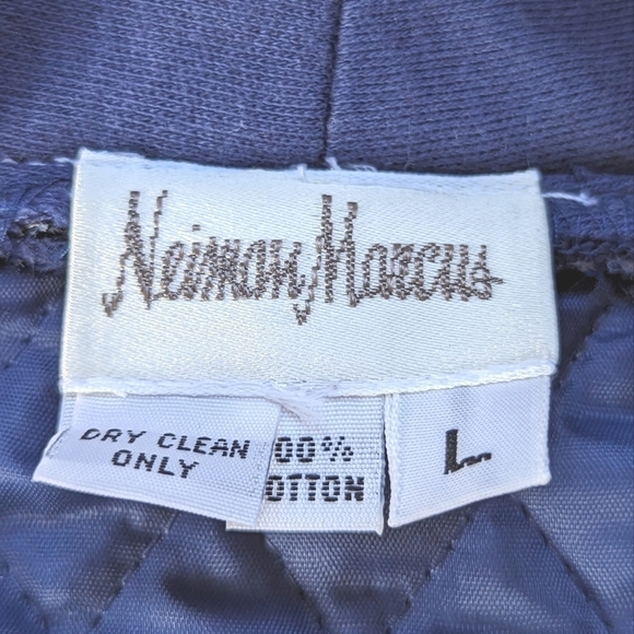 Neiman Marcus Vintage Quilted and Embroidered Button Down Jacket in Blue  Sz Lrg - Picture 10 of 11